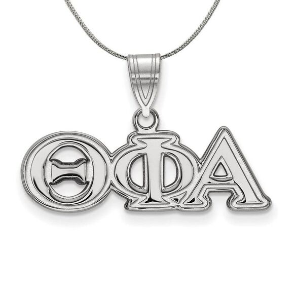Sterling Silver Theta Phi Alpha Medium Greek Necklace - 24 Inch - Picture 1 of 8